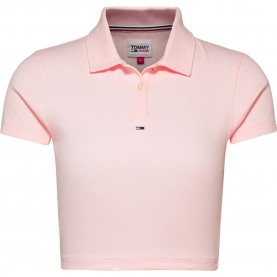 дънки,дамски,блузи,с,яка,tommy,jeans,essential,cropped,rib,short,sleeve,polo,pink