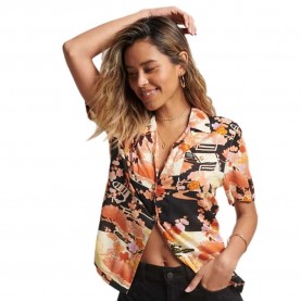 риза,с,къс,ръкав,дамски,блузи,дамски,ризи,superdry,vintage,beach,resort,short,sleeve,shirt,orange