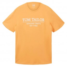 тениска,мъжки,тениски,tom,tailor,logo,print,short,sleeve,t,shirt,washed,out,orange,(yellow)
