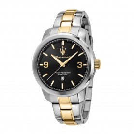 часовник,часовници,maserati,successo,44,mm,3h,black,dial,br,ss+yg,watch,golden