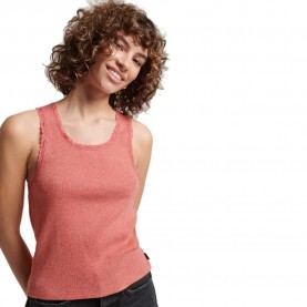 Тениска Superdry Vintage Lace Trim sleeveless T-shirt - Orange (Coral Peach) тениска,дамски,тениски,superdry,vintage,lace,trim,sleeveless,t,shirt,orange,(coral,peach)