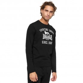Тениска Lonsdale Auldearn long sleeve T-shirt - Black (Black / White) тениска,мъжки,тениски,дамски,тениски,lonsdale,auldearn,long,sleeve,t,shirt,black,(black,white)