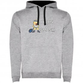 суичър,мъжки,пуловери,kruskis,born,to,smash,two,colour,hoodie,heather,grey,black,(grey)