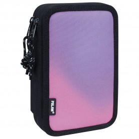 канцеларски,принадлежности,milan,filled,double,decker,sunset,pencil,case,black,pink,(purple)