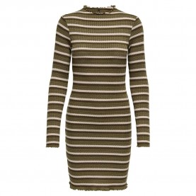 рокля,дамски,поли,и,рокли,only,ria,long,sleeve,dress,brown,(pumice,stone,stripes,dark,olive,+,sage)