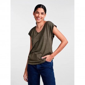 тениска,дамски,тениски,pieces,billo,lurex,stripes,short,sleeve,v,neck,t,shirt,brown,(grape,leaf,detail,gold,lurex)