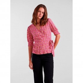 дамски,блузи,дамски,ризи,pieces,tala,2,4,wrap,short,sleeve,blouse,pink,(beetroot,purple,aop,small,flower)