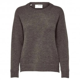 блуза,дамски,пуловери,дамски,плетени,дрехи,selected,lulu,sweater,beige,(medium,grey,melange)