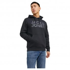 суичър,мъжки,пуловери,jack,&,jones,corp,logo,hoodie,black,print,large,print,w,black,(black)
