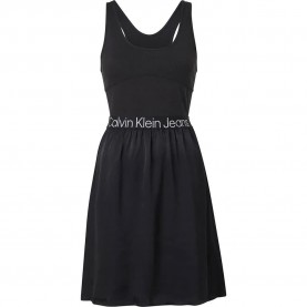 Дънки Calvin klein jeans Racerback Logo sleeveless dress - Black (Ck Black) дънки,дамски,поли,и,рокли,calvin,klein,jeans,racerback,logo,sleeveless,dress,black,(ck,black)