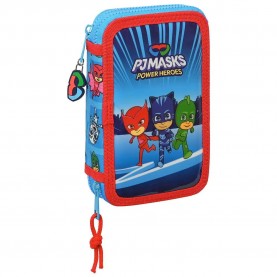 канцеларски,принадлежности,safta,pjmasks,double,filled,28,pieces,pencil,case,blue,(multicolor)