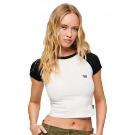 Къса блуза Superdry Vintage Crop Baseball short sleeve top - White (Optic / Black) къса,блуза,дамски,топове,superdry,vintage,crop,baseball,short,sleeve,top,white,(optic,black)