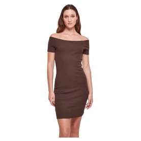 рокля,дамски,поли,и,рокли,urban,classics,off,shoulder,short,sleeve,short,dress,brown,(brown)