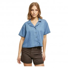 риза,с,къс,ръкав,дамски,блузи,дамски,ризи,urban,classics,resort,light,denim,short,sleeve,shirt,blue,(skyblue,washed)