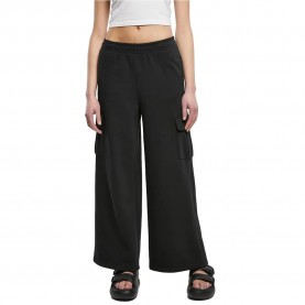 Панталони Urban classics Terry high waist cargo pants - Black (Black) панталони,дамски,панталони,urban,classics,terry,high,waist,cargo,pants,black,(black)