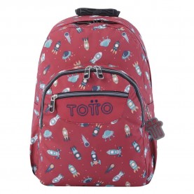 раница,раници,totto,acuareles,backpack,red,(black,rocket,print)