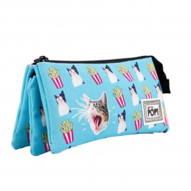 канцеларски,принадлежности,oh,my,pop,triple,hs,angry,cat,pencil,case,turquoise,(blue)