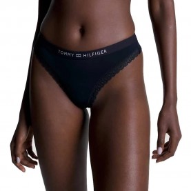 дамско,бельо,дамски,бикини,и,танкини,tommy,hilfiger,tonal,logo,lace,thong,desert,sky,(black)