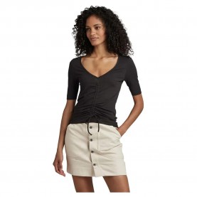 Тениска G-Star Adjustable Front Slim Fit short sleeve v neck T-shirt - Black (Dark Black) тениска,дамски,тениски,g,star,adjustable,front,slim,fit,short,sleeve,v,neck,t,shirt,black,(dark,black)