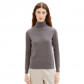блуза,дамски,пуловери,дамски,плетени,дрехи,tom,tailor,1037746,knit,basic,high,neck,sweater,grey
