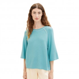 блуза,дамски,пуловери,дамски,плетени,дрехи,tom,tailor,1037764,knit,raglan,tipping,sweater,blue