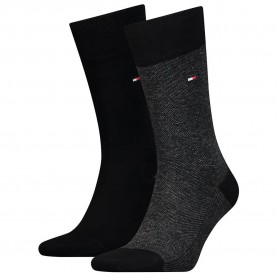 чорапи,мъжки,чорапи,tommy,hilfiger,birdseye,socks,2,pairs,black