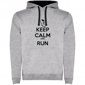 Суичър Kruskis Keep Calm And Run Two-Colour hoodie - Grey (Heather Grey / Black) суичър,мъжки,пуловери,kruskis,keep,calm,and,run,two,colour,hoodie,grey,(heather,grey,black)