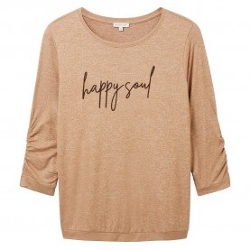 тениска,дамски,тениски,tom,tailor,1038833,cosy,wording,short,sleeve,t,shirt,brown