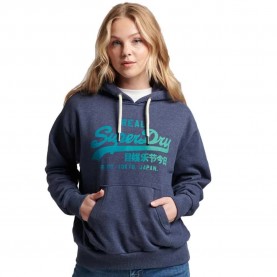 Суичър Superdry Tonal Vintage Logo Graphic hoodie - Blue (Indigo Marl) суичър,дамски,блузи,superdry,tonal,vintage,logo,graphic,hoodie,blue,(indigo,marl)