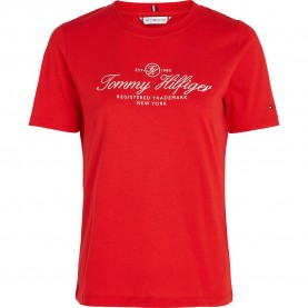 тениска,дамски,тениски,tommy,hilfiger,script,regular,fit,short,sleeve,t,shirt,red