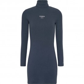 дънки,дамски,поли,и,рокли,tommy,jeans,turtle,ess,logo,long,sleeve,dress,blue