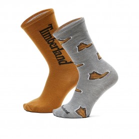 чорапи,мъжки,чорапи,timberland,all,over,print,boot,crew,socks,2,pairs,med,grey,heather,(multicolor)