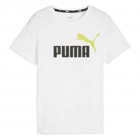 тениска,детски,тениски,puma,ess+,2,col,logo,short,sleeve,t,shirt,white,lime,sheen,(white)