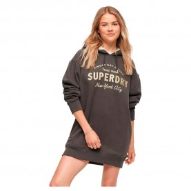 рокля,дамски,поли,и,рокли,superdry,luxe,metallic,logo,hood,long,sleeve,short,dress,black