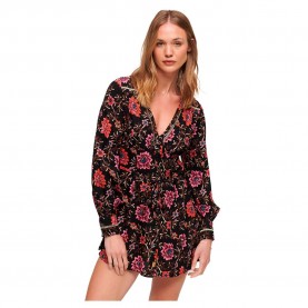 рокля,дамски,поли,и,рокли,superdry,printed,v,tea,long,sleeve,short,dress,multicolor