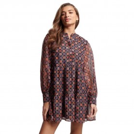 рокля,дамски,поли,и,рокли,superdry,tiered,long,sleeve,short,dress,brown