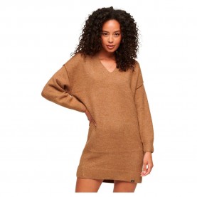 пуловер,дамски,поли,и,рокли,superdry,v,jumper,long,sleeve,short,dress,brown