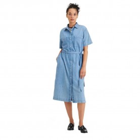 Рокля Dockers Button Front short sleeve midi dress - Blue (An037 Petra) рокля,дамски,поли,и,рокли,dockers,button,front,short,sleeve,midi,dress,blue,(an037,petra)