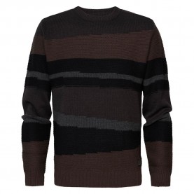 блуза,мъжки,пуловери,petrol,industries,252,round,neck,sweater,brown