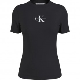 тениска,дамски,тениски,calvin,klein,jeans,monologo,slim,fit,short,sleeve,t,shirt,black