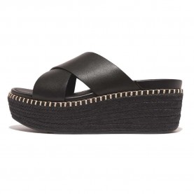 дамски,сандали,и,чехли,fitflop,eloise,espadrille,leather,wedge,cross,slides,black