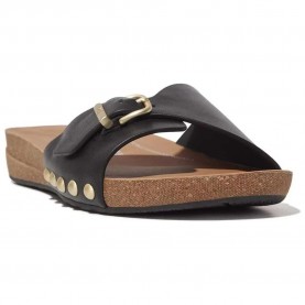 дамски,сандали,и,чехли,fitflop,iqushion,adjustable,buckle,leather,slides,black