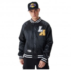 яке,мъжки,якета,new,era,los,angeles,lakers,team,logo,satin,bomber,jacket,black