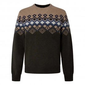 блуза,мъжки,пуловери,hackett,fairisle,sweater,khaki,multicolor,(green)