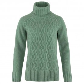 блуза,дамски,пуловери,дамски,плетени,дрехи,fjällräven,Övik,cable,high,neck,sweater,patina,green