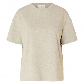 тениска,дамски,тениски,selected,16087919,essential,short,sleeve,t,shirt,beige,(light,grey,melange)