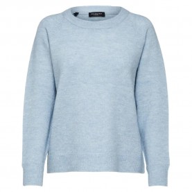 блуза,дамски,пуловери,дамски,плетени,дрехи,selected,lulu,sweater,cashmere,blue,detail,melange,(blue)