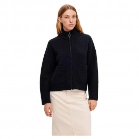 блуза,дамски,пуловери,дамски,плетени,дрехи,selected,sia,full,zip,sweater,dark,sapphire,detail,melange,(blue)