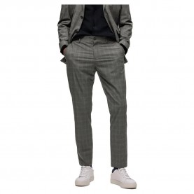 панталони,мъжки,панталони,selected,slim,liam,dress,pants,light,grey,melange,detail,brown,check