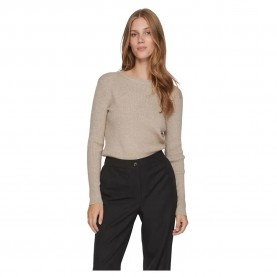 блуза,дамски,пуловери,дамски,плетени,дрехи,vila,comfy,sweater,natural,melange,(beige)